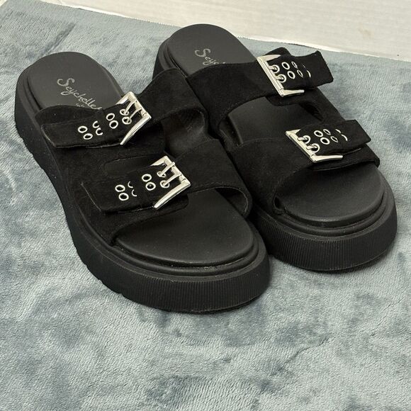 Seychelles Shoes - Seychelles Buckle Platform Sandals Women’s Sz 8 Black Anthropologie